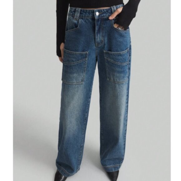 NEW Straight Leg Medium Wash Jeans Size 26, 6, small - Picture 2 of 11